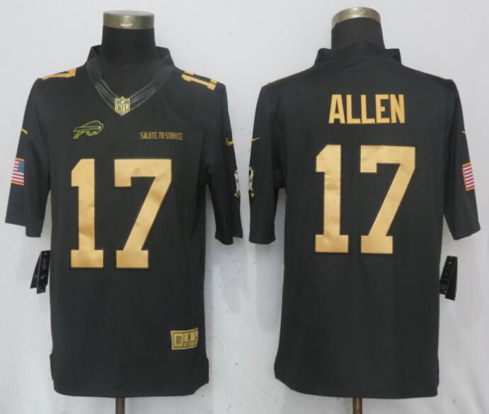 Men Buffalo Bills #17 Allen Gold Anthracite Salute To Service Limited Nike NFL Jerseys